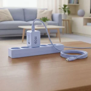 Charger Forcell F-Energy GaN III, 60W, 2 x USB C + cable USB C / USB C, VT-60, light blue 4