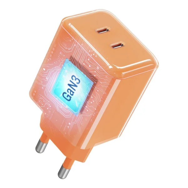 Forcell F-Energy GaN III Charger, 60W, 2 x USB C + USB C / USB C cable, VT-60, orange 4
