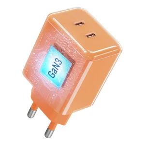 Forcell F-Energy GaN III Charger, 60W, 2 x USB C + USB C / USB C cable, VT-60, orange 4