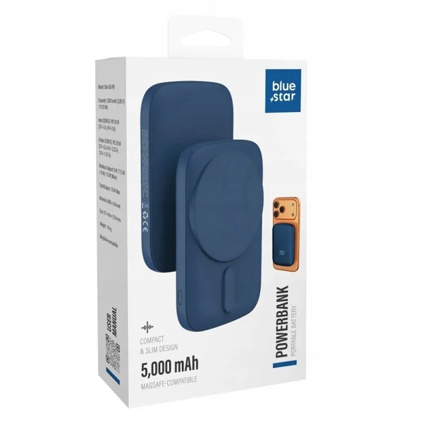 Power Bank Blue Star Slim DG-P8 5000 mAh MagSafe compatible 15W - Navy Blue 4