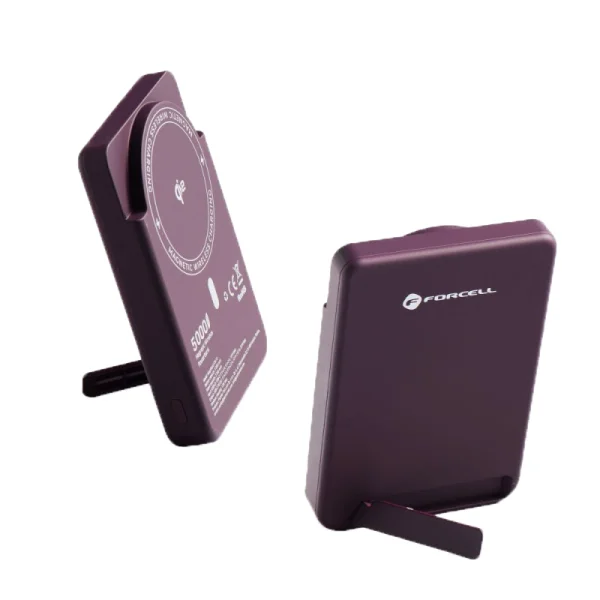 Power Bank MagSafe Forcell F-Energy MagStand F5K10 Qi2 QC3.0 PD 20W 5000 mAh - Burgundy 3