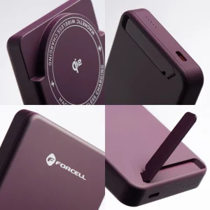 Power Bank MagSafe Forcell F-Energy MagStand F5K10 Qi2 QC3.0 PD 20W 5000 mAh - Burgundy 6