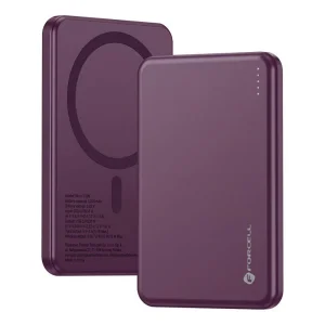 Power bank, compatible with Magsafe Forcell F-Energy Slim F5K9, Qi2, QC4.0, PD3.0, 15W, 5000 mAh, burgundy