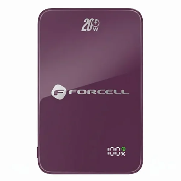 Power bank, compatible with MagSafe Forcell F-Energy SuperSlim F10K8, Qi2, QC4.0, PD3.0, 15W, 10000 mAh, burgundy 2