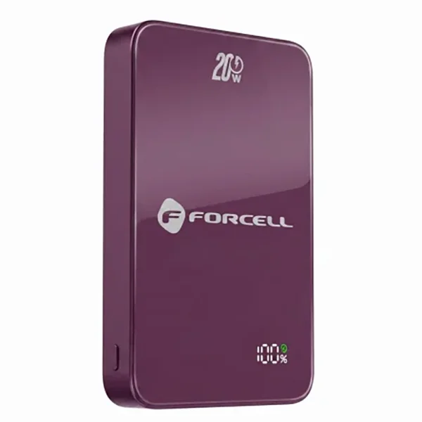 Power bank, compatible with MagSafe Forcell F-Energy SuperSlim F10K8, Qi2, QC4.0, PD3.0, 15W, 10000 mAh, burgundy 1