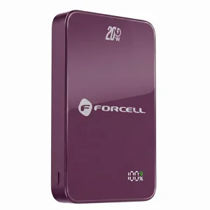 Power bank, compatible with MagSafe Forcell F-Energy SuperSlim F10K8, Qi2, QC4.0, PD3.0, 15W, 10000 mAh, burgundy