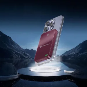 Power bank, compatible with MagSafe Forcell F-Energy SuperSlim F10K8, Qi2, QC4.0, PD3.0, 15W, 10000 mAh, burgundy 4