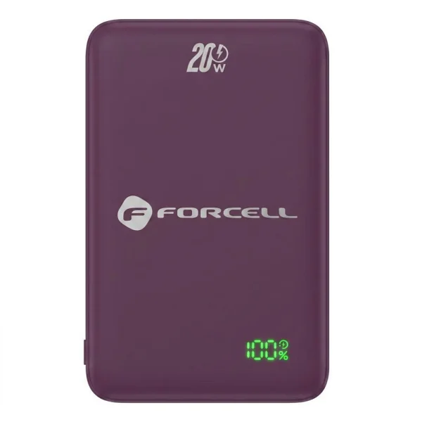 Power Bank, compatible with Magsafe Forcell F-Energy SuperSlim F5K8, Qi2, QC4.0, PD3.0, 15W, 5000 mAh, burgundy 1