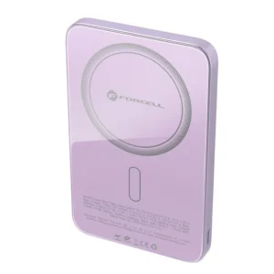 Power Bank, compatible with Magsafe Forcell F-Energy SuperSlim F5K8, Qi2, QC4.0, PD3.0, 15W, 5000 mAh, purple 3