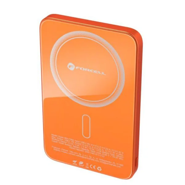 Power Bank, compatible with Magsafe Forcell F-Energy SuperSlim F5K8, Qi2, QC4.0, PD3.0, 15W, 5000 mAh, orange 3