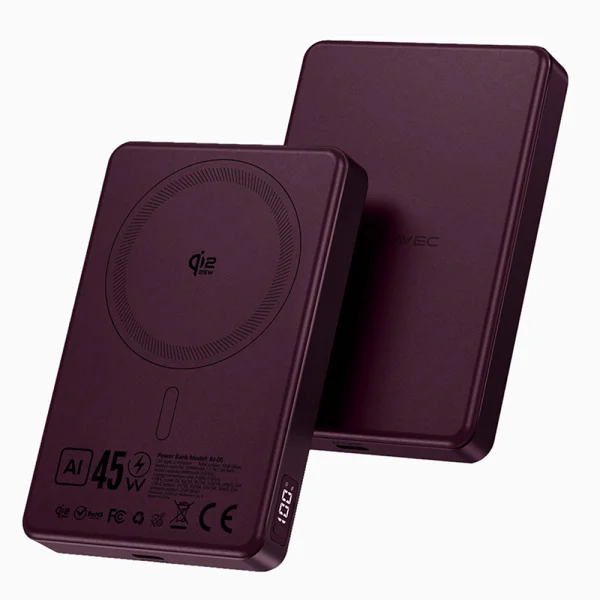 Външна батерия Blavec 10000mAh BJ-05 Ultra, Type C, Qi2.2, 25W + PD, 45W, лилав 2