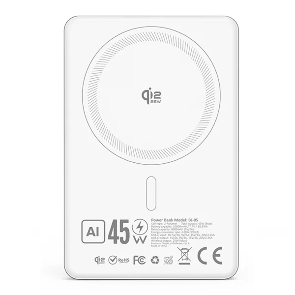Power Bank Blavec 10000mAh BJ-05 Ultra, Type C, Qi2.2, 25W + PD, 45W, white 5