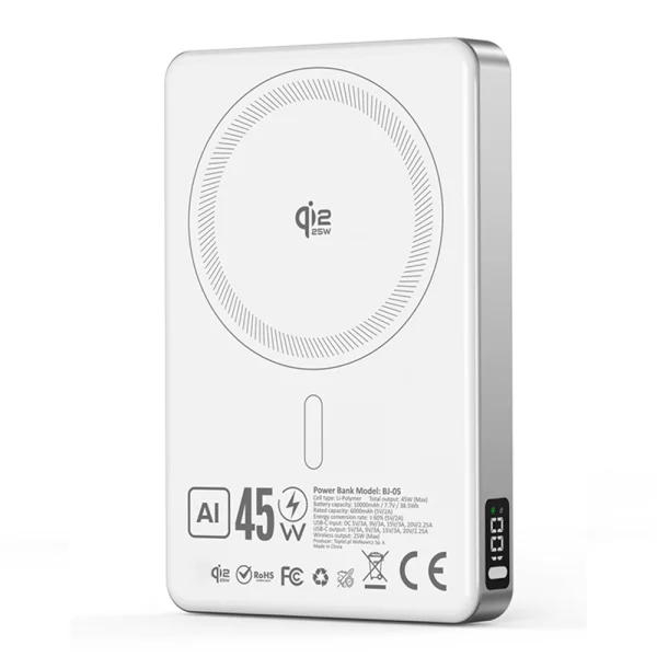 Power Bank Blavec 10000mAh BJ-05 Ultra, Type C, Qi2.2, 25W + PD, 45W, white 4