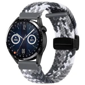 Текстилна каишка Nylon Braid за Huawei Watch GT 5 41mm / GT 4 41mm, сив-бял