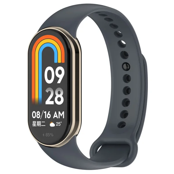 Metal Connector Silicone Strap for Xiaomi Smart Band 9/8, gray 1