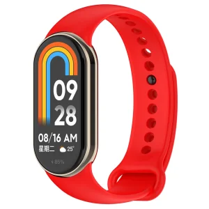 Metal Connector Silicone Strap for Xiaomi Smart Band 9/8, red