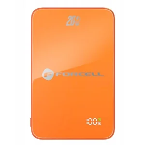 Външна батерия, съвместима с Magsafe Forcell F-Energy SuperSlim F10K8, Qi2, QC4.0, PD3.0, 10000 mAh, оранжев
