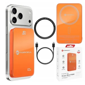Външна батерия, съвместима с Magsafe Forcell F-Energy SuperSlim F10K8, Qi2, QC4.0, PD3.0, 10000 mAh, оранжев 4