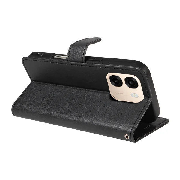 Калъф тефтер Leather Wallet Stand за Oppo A6x 5G / A6x 4G, черен 6
