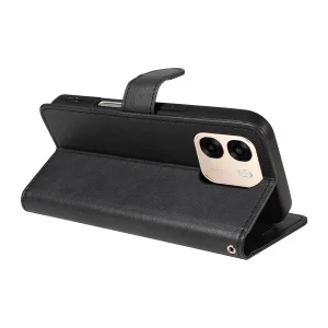 Калъф тефтер Leather Wallet Stand за Oppo A6x 5G / A6x 4G, черен 6