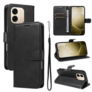 Wallet Case Leather Wallet Stand for Oppo A6x 5G / A6x 4G, black