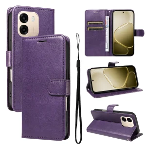 Калъф тефтер Leather Wallet Stand за Oppo A6x 5G / A6x 4G, лилав