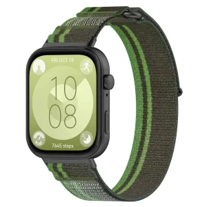 Текстилна каишка Nylon Braid за Huawei Watch Fit 3, черен-зелен 3