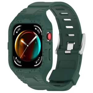 Silicone Strap with Watch Case for Huawei Watch Fit 3, dark green