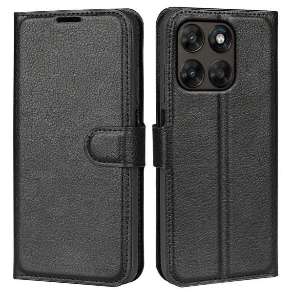 Калъф Тефтер Litchi Texture за Motorola Moto G67 5G/87 5G, черен 4