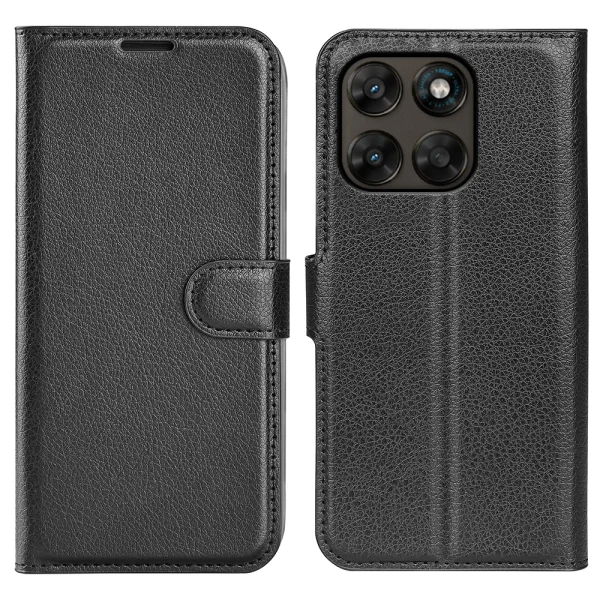 Калъф Тефтер Litchi Texture за Motorola Moto G67 5G/87 5G, черен 1