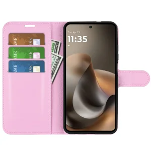 Wallet Case Litchi Texture for Motorola Moto G67 5G/87 5G, pink 4
