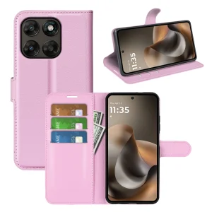 Wallet Case Litchi Texture for Motorola Moto G67 5G/87 5G, pink 6