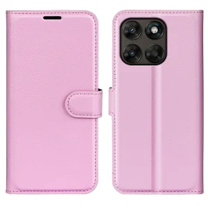 Wallet Case Litchi Texture for Motorola Moto G67 5G/87 5G, pink