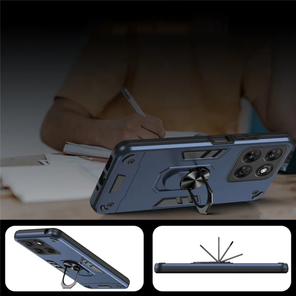 Shockproof case Ring Holder Kickstand for Motorola Moto G67 5G/G87 5G, blue 5