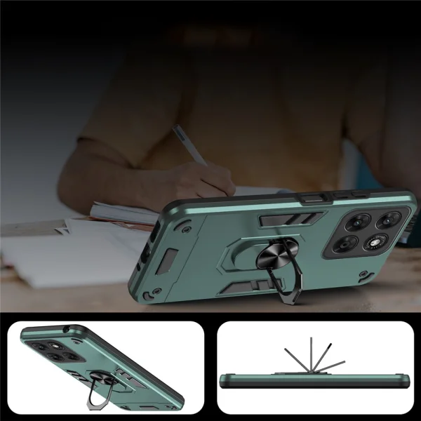 Shockproof case Ring Holder Kickstand for Motorola Moto G67 5G/G87 5G, green 5