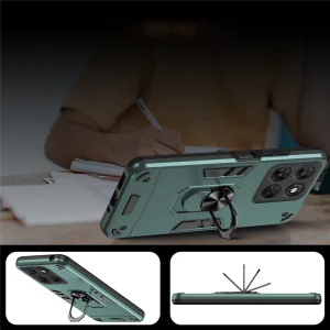 Shockproof case Ring Holder Kickstand for Motorola Moto G67 5G/G87 5G, green 5