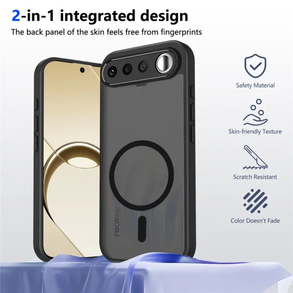 Калъф Skin-Touch, съвместим с Magsafe Matte за Realme 16 5G, черен 3