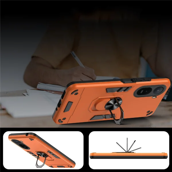 Удароустойчив калъф Ring Holder Kickstand за Xiaomi Redmi A7 Pro 4G, оранжев 5