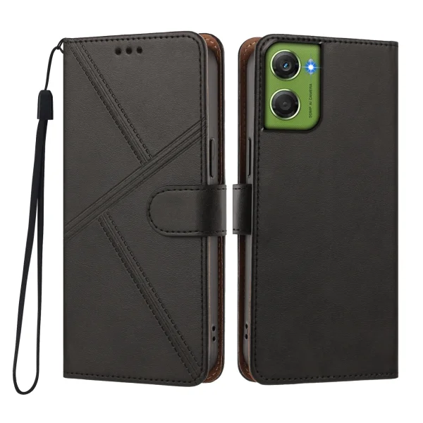 Leather Wallet flip case for Moto G06 4G/G06 Power 4G, black 1