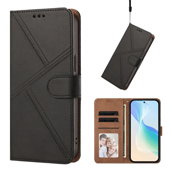 Leather Wallet flip case for Moto G06 4G/G06 Power 4G, black 4