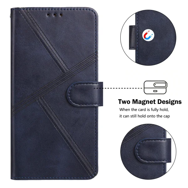 Калъф тефтер Leather Wallet за Moto G06 4G/G06 Power 4G, тъмно син 6