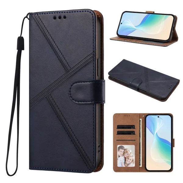 Калъф тефтер Leather Wallet за Moto G06 4G/G06 Power 4G, тъмно син 3
