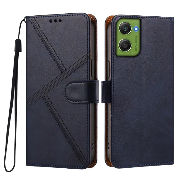 Калъф тефтер Leather Wallet за Moto G06 4G/G06 Power 4G, тъмно син 1