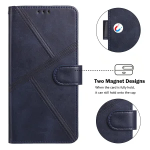 Калъф тефтер Leather Wallet за Moto G06 4G/G06 Power 4G, тъмно син 6