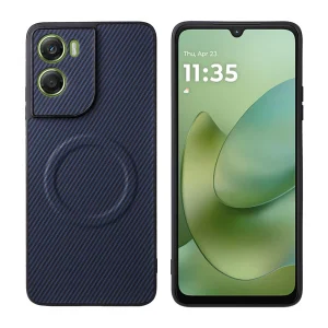 Case, compatible with Magsafe Carbon Texture Leather for Motorola Moto G06 4G/G06 Power 4G, blue 2