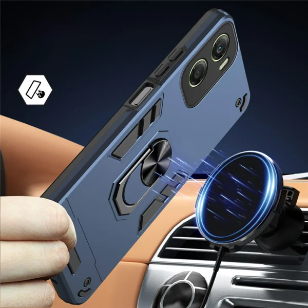 Удароустойчив калъф Ring Holder Kickstand за Motorola Moto G06 Power 4G/G06 4G, син 3