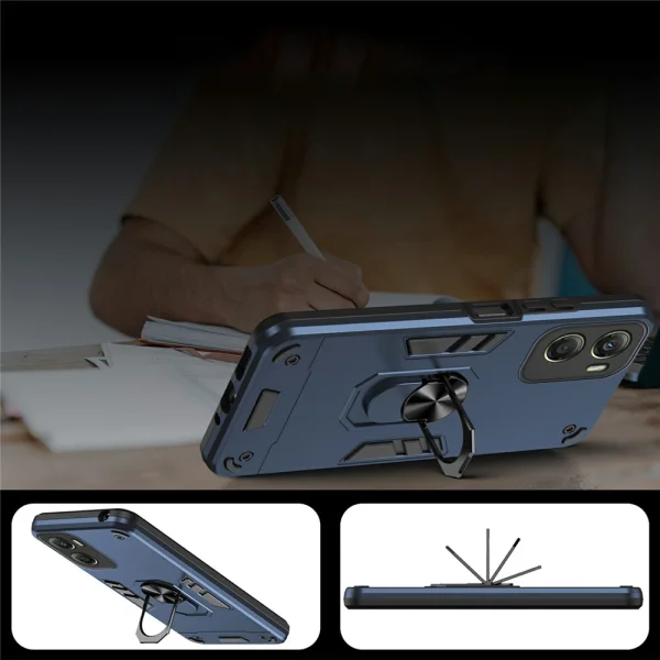 Удароустойчив калъф Ring Holder Kickstand за Motorola Moto G06 Power 4G/G06 4G, син 5