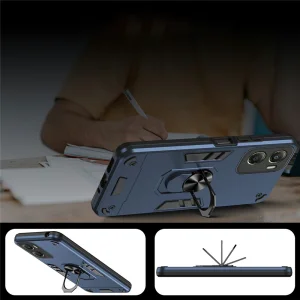 Удароустойчив калъф Ring Holder Kickstand за Motorola Moto G06 Power 4G/G06 4G, син 5