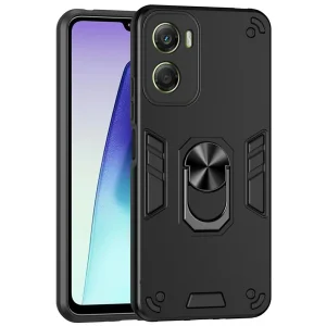 Удароустойчив калъф Ring Holder Kickstand за Motorola Moto G06 Power 4G/G06 4G, черен