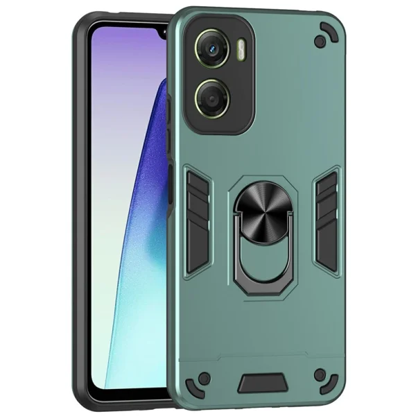 Удароустойчив калъф Ring Holder Kickstand за Motorola Moto G06 Power 4G/G06 4G, зелен 1